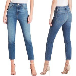 Frame Le Sylvie Crop in Marlin Medium Wash Denim High Rise Straight Leg Jeans